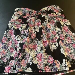 Torrid Black Floral Top with Pink Floral Accents
